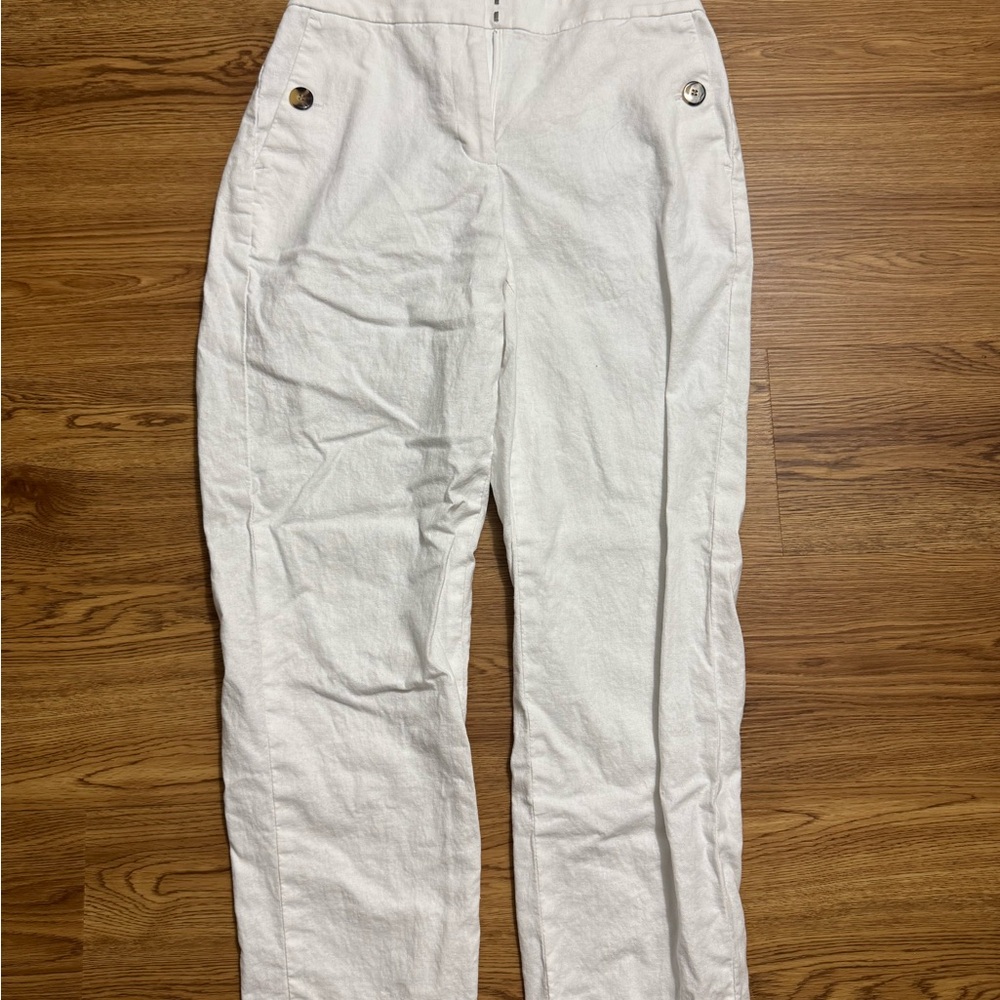 NWOT JCrew Women’s White Linen Pants Trousers Size 4 preppy, summery